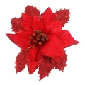 Red artificial poinsettia Christmas flower with festive glitter and dual-layer petals - Large / Red