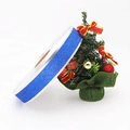 Blue glitter ribbon roll with white edges for Christmas tree decor and gift wrapping - 6cm / Dark Blue