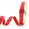 Nastro natalizio rosso festivo con bordi dorati metallizzati in display decorativo - Larghezza 3.8cm Rosso