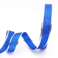Nastro natalizio blu scintillante con bordi in filo d'argento per confezioni regalo e DIY - Larghezza 6cm Blu Scuro
