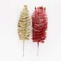 Detail of red and gold glitter artificial fern leaves for Christmas tree decoration - 45cm / Silver