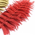 Close-up of glittery red artificial fern leaves for Christmas tree decoration - 45cm / Red