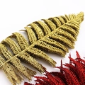Golden and red glittery artificial fern leaves for Christmas tree decoration and floral crafts - 45cm / Gold