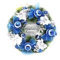 Couronne de Noël de 40 cm en aiguilles de pin bleues et blanches avec ornements - Grand Style / Bleu