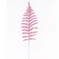 Macro detail of artificial pink glitter fern leaf for Christmas tree decoration and floral DIY - 45cm / Pink
