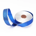 Nastro decorativo blu con trama a squame e bordi in argento per confezioni regalo fai da te - Blu