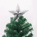 Detailaufnahme einer 20cm silbernen Baumspitze mit Strahlenstruktur auf einem Weihnachtsbaum - Silber
