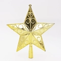 14,5cm Goldene Christbaumspitze Stern mit hohlem Spiralmuster und kegelförmiger Halterung - Gold