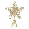 Cime d'arbre étoile ajourée dorée avec paillettes et base en spirale pour sapin de Noël - 23*26cm (Or)