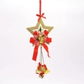 Goldener 34cm Weihnachtsstern mit Engel, roter Schleife und drei kleinen Glöckchen - Gold