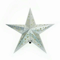 Silver laser cut hollow paper star light with moon and stars pattern for Christmas - 60cm Silver