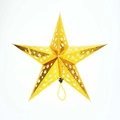 Hanging golden laser paper 3D star decoration with moon and star hollow patterns - 45cm Gold
