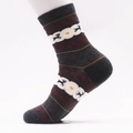 Chaussettes de Noël en coton gris foncé avec flocons rouges et motifs d'élans noirs - Unisexe / Renne Marine