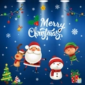 Blue Christmas window stickers featuring Santa, reindeer, and snowman for holiday decoration - Santa Claus (HYC-70)