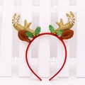 Weihnachts-Rentier-Haarreif mit goldenen Glitzer-Geweihen und festlichen Glöckchen - Goldenes Geweih