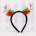 Kerst rendier hoofdband met roségouden gewei, bessen en zachte pluche pompons decor - Roze Geweien