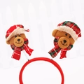 Cerchietto natalizio festivo con orsetti di peluche su molle e tessuto rosso - Stile orso