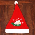 Classico cappello di Natale rosso con bordo in peluche bianco e ricamo di pupazzo di neve - Pupazzo di Neve di Natale Stile