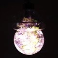 Dettaglio delle luci LED in rame in una bottiglia con paillettes colorate vivaci - Stile Zucca