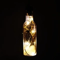 Dettaglio di lampada a bottiglia in vetro con LED caldi, rami decorativi e luci in rame - Decorazione Bottiglia