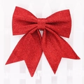 Lazo rojo con purpurina para decoración de árbol de Navidad y adornos festivos - Rojo