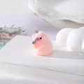 Cute pink flocked pig pendant with headphones and silver ring for DIY craft jewelry - Pig with Sunglasses