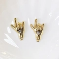 Detailed view of gold plated rock gesture alloy charms with crystal for DIY jewelry - Rhinestone Rock Gesture
