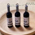 Detailed macro view of 3D resin miniature wine bottle charms for DIY jewelry making - Silver Wine Bottle (F512)