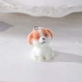 Grazioso ciondolo a forma di cane floccato bianco e arancio con anello in metallo DIY - Stile Beagle