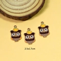 Halloween owl pendants with pumpkin decor for DIY jewelry making, enamel craft - Owl