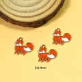 Cute orange alloy fox enamel pendants for DIY jewelry making earrings and necklaces - Fox