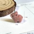 Miniature orange flocked pig pendant with silver ring 1.8cm for DIY jewelry crafts - Brown (Pig Shape)