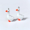 Schattige hars gans bedeltjes met zilveren lussen voor DIY sieraden en sleutelhangers - Witte Gans Stijl (F601)