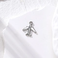 Silver alloy airplane pendant for DIY jewelry making on white textured stone base - Silver Airplane