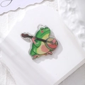 Acrylic green frog playing banjo charm pendant for DIY creative keychains and earrings - F340-2 / Frog
