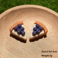 Detailed view of miniature resin blueberry pie charms with size and weight measurements - Blueberry Cake