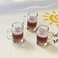 Set of three miniature resin dark beer mug charms with white foam for DIY jewelry making - Brown Beer Mug