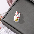 Detail of alloy Maneki-neko pendant with lucky charms for DIY jewelry making - Yellow Million Coin