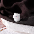 Cute white flocked kitten charm with silver metal loop for DIY keychain and bag decoration - White Cat