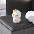 Cute flocked polar bear charm with crown and pink heart for DIY jewelry making - Squinting White Duck