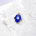 Ciondolo mano di Fatima blu con malocchio e placcatura in oro per gioielli fai da te - Mano di Fatima Blu (A)