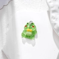 Translucent green resin frog pendant with yellow bow and metal loop for DIY jewelry - Frog / Green
