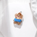 Cute resin bear pendant in blue t-shirt with metal loop for DIY jewelry making - Brown Bear In Blue Shirt