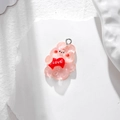 Pink resin bear pendant with love heart detail for DIY necklaces and jewelry making - Pink Rabbit