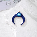 Ciondolo a mezzaluna con malocchio in smalto blu e lega dorata per collane fai-da-te - Mezzaluna Oro Blu (E Oro Blu)