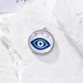 Ciondolo vintage Malocchio in vetro e argento su pietra bianca per gioielli fai-da-te - Stile con Accenti Gialli (B)