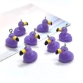 Macro detail of purple resin flamingo charms with silver metal rings for DIY jewelry - Purple Flamingo (F806)