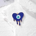 Ciondolo a cuore fuso con occhio del diavolo in smalto blu e lega d'oro per gioielli - Cuore Fluido Oro (H Oro)