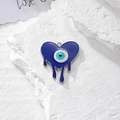 Ciondolo a cuore malocchio blu scuro con finitura in smalto e bordo in lega d'argento - Cuore Fluido Argento (H Argento)