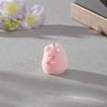 Pink flocked resin pig pendant with silver metal ring for DIY jewelry making - Shaking Hands Pig (MR88)